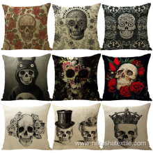 Hot Linen Halloween Skull Pillow cushion case